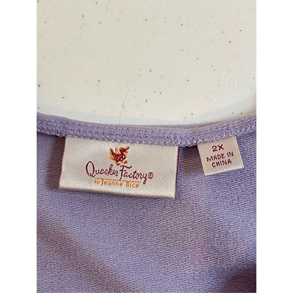 Quacker Factory purple short sleeve embroidered beaded blouse 2X - Picture 6 of 7